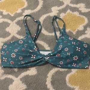 Floral Teal Bikini Top